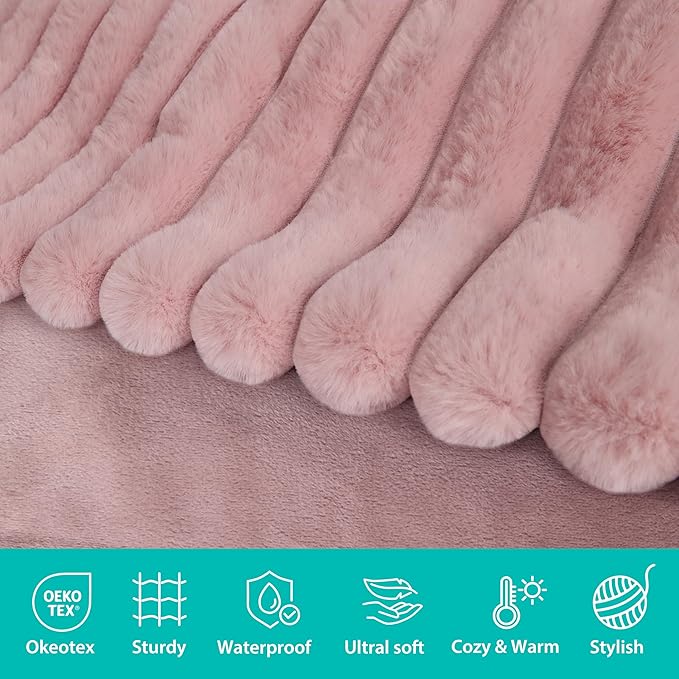 Waterproof Dog Blanket, Luxury Plush Washable Medium Dogs Blankets for Dog Bed, Super Soft Calming Pet Blanket for Indoors (Pink, 30"x40")