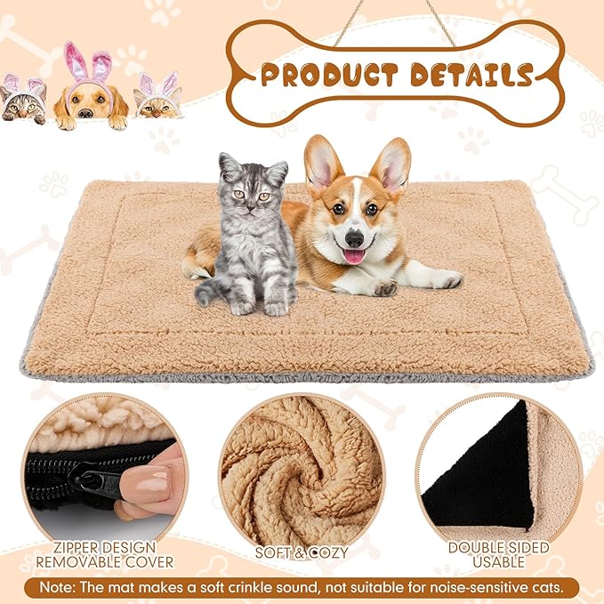 Novabright 3 Pack Self Warming Cat Bed 27x35 Inch Self Heating Dog Mat Reflects Body Heat Extra Warm Thermal Pet Pad Washable Cat Dog Bed for Outdoor Indoor Large Kittens Puppy(Black/Gray/Khaki)