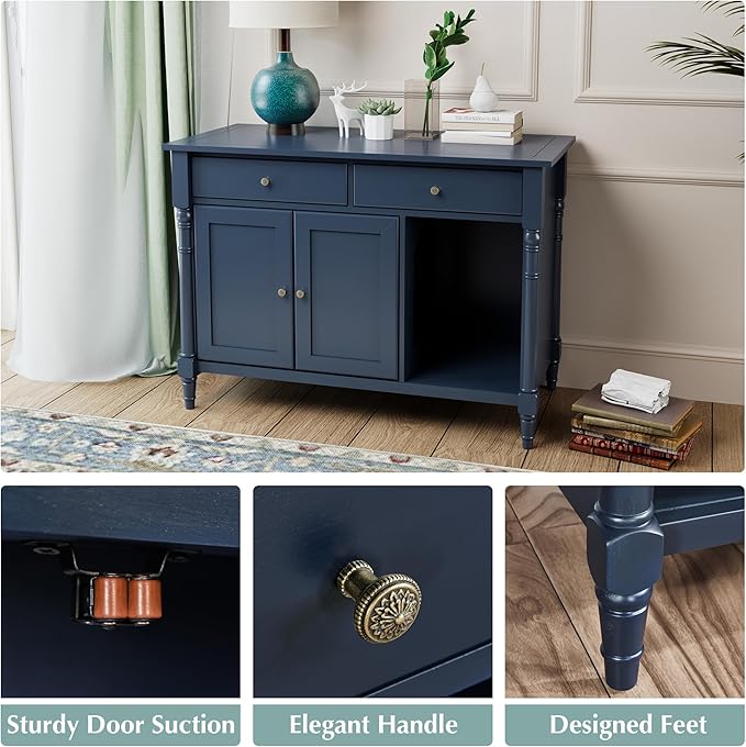 Pet Litter Box Enclosure, Hidden Litter Box Furniture with Storage Shelf, Indoor Cat House with 2 Drawers, Wooden Cat Washroom Modern Console, Pet Storage Cabinet, Fit Most of Litter Box