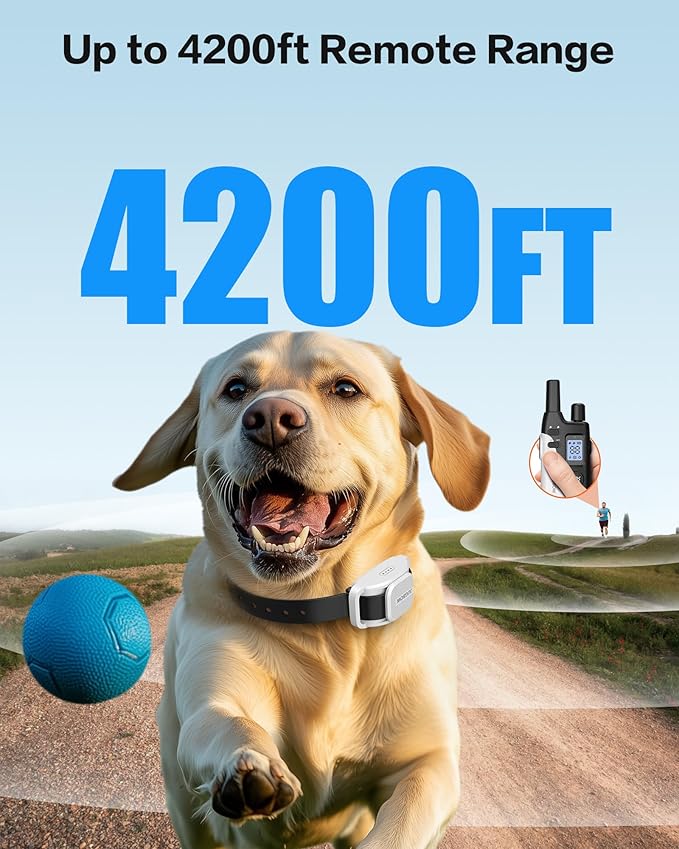 Jugbow Dog Training Collar - 4200FT Dog Collar with Remote for Small Medium Large Dogs, LED Light Electric Collar with Beep/Safe Static/Vibration Modes, IPX8 Waterproof Rechargeable E-Collar