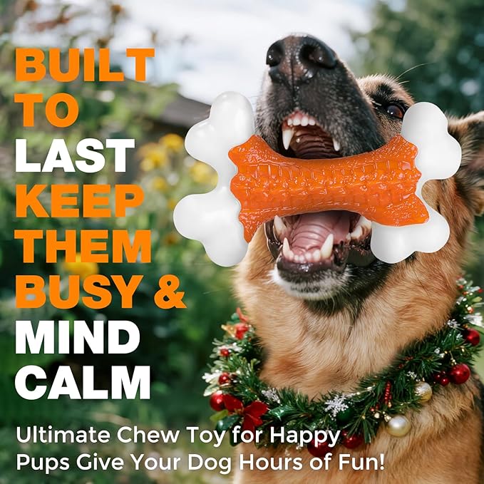 10-Pack Dog Toys for Aggressive Chewers Large Breed, Tough Bones, Nylon Puppy Teething Chew Toys Medium Dogs, Heavy Duty Peanut Butter Flavor Toys