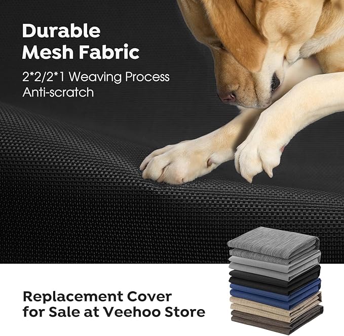 Veehoo Outdoor Elevated Dog Bed Large Sized Dogs, XXL Cooling Raised Dog Cots Beds Training Platform Off Ground Hammock with Breathable Mesh, No-Slip Feet, 59"x37.5", Black