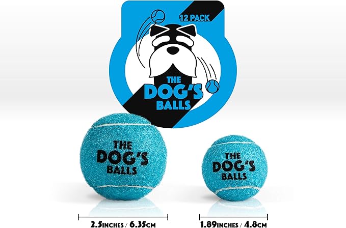 The Dog's Balls, Dog Tennis Ball, Blue 12-Pack, Strong Toy for Agility Training, Puppy Training, Play, Exercise & Fetch, 2.5 Inch Diameter