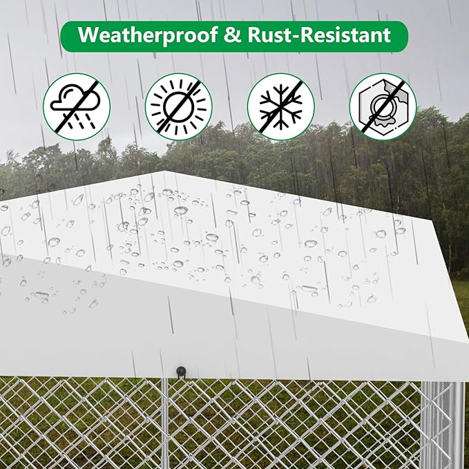 20x10 FT Outdoor Dog Kennel, Heavy Duty Large Outside Dog Enclosure with UV-Resistant Waterproof Sun-Proof Cover, Double Security Locks for Backyard Farm Ranch