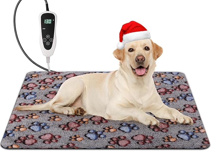 Newget Cat Heating Pad, Waterproof Pet Heating Pad for Cats Dog Indoor, 11 Adjustable Temperature Cat Warming Bed Mat with Timer, Indoor Heated Bed with Chew Resistant Cord (M: 28'' L X 18'' W)