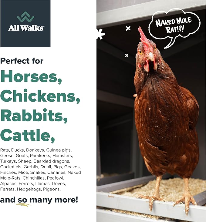 All Walks 150 Liter(30 lbs) Hemp Bedding for Chicken Coops, Hampters, Ducks, and Turkeys - 100% Natural, Superior Odor Control, Biodegradable Pet Bedding, Dust-Free - Made in USA