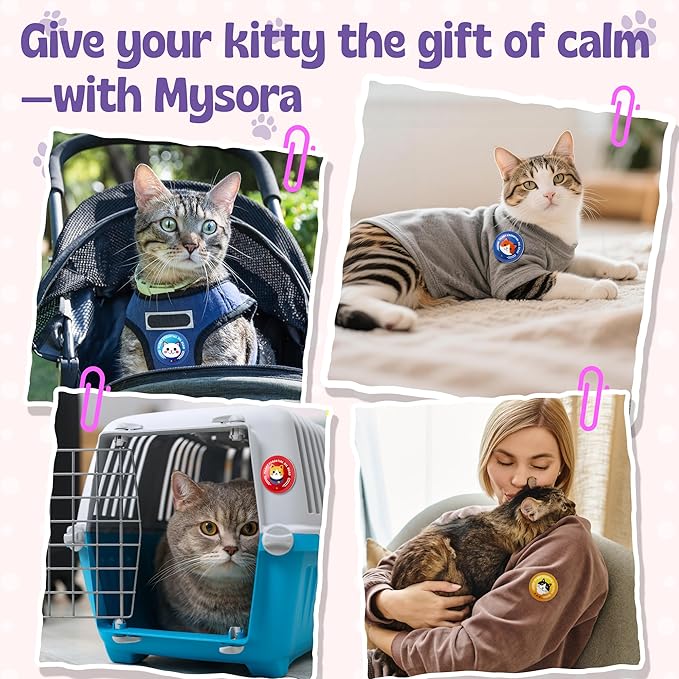 Cat Calming Patches for Travel, Car & Home Use, Pheromone & Natural Essential Oil Calming Diffuser for Cats & Kittens to Reduce Anxiety and Stress, Long Lasting & Non Toxic, 10 Count