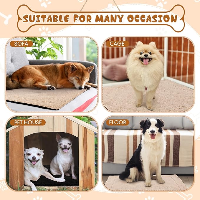 Novabright 3 Pack Self Warming Cat Bed 17x22 Inch Self Heating Dog Mat Reflects Body Heat Extra Warm Thermal Pet Pad Washable Cat Dog Bed for Outdoor Indoor Large Kittens Puppy(Black/Khaki)