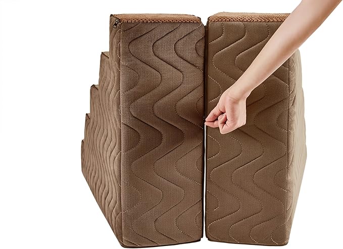 Dog Stairs for Bed, Dog Steps for Bed, Pet Steps for Small Dogs and Cats, Non-Slip Balanced Pet Ramp Indoor (Brown, 13.8" H x 14.5" W x 18" L, 3)