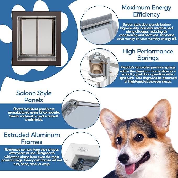 Plexidor Bronze Wall Mount Pet Doors for Cats and Dogs - Energy Efficient - Security Friendly