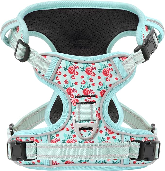 Timos Dog Harness, No-Pull Pet Harness with 2 Leash Clips, 3 Snap Buckles Adjustable Soft Padded Dog Vest, Reflective No-Choke Pet Oxford Vest with Easy Control Handle for Small Medium Large Dogs