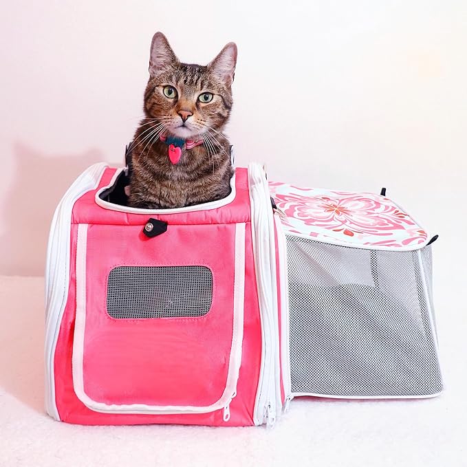 New Premium Soft-Sided 2-in-1 Kittyrama Cat Carrier & Home Hideaway – Vet-Recommended Calming Den, Dual-Use Lounge & Travel Carrier with SBS Zippers, Airline-Approved Under-Seat Fit