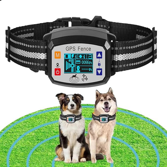 Wireless Dog Fence, GPS Electric Dog Fence, Waterproof & Rechargeable Training Collar with 3 3 Training Modes, Control Range 65-3290 FT, Pet Dog Fence System Boundary Container for All Dogs,A
