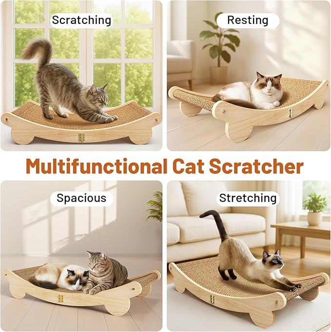 Ordora Extra Large Cat Scratcher: 31.5 inch Cat Scratch Pad&Bed Lounge for Indoor Cats - Modern Cats Furniture for Scratching and Resting