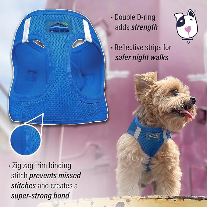 Doggie Design Dog Harness - No Choke Dog Harness, Dog Vest, Mesh Polyester, Pet Harness, Simple Step in and Go Design, Harness for Dog - Cobalt Blue, S