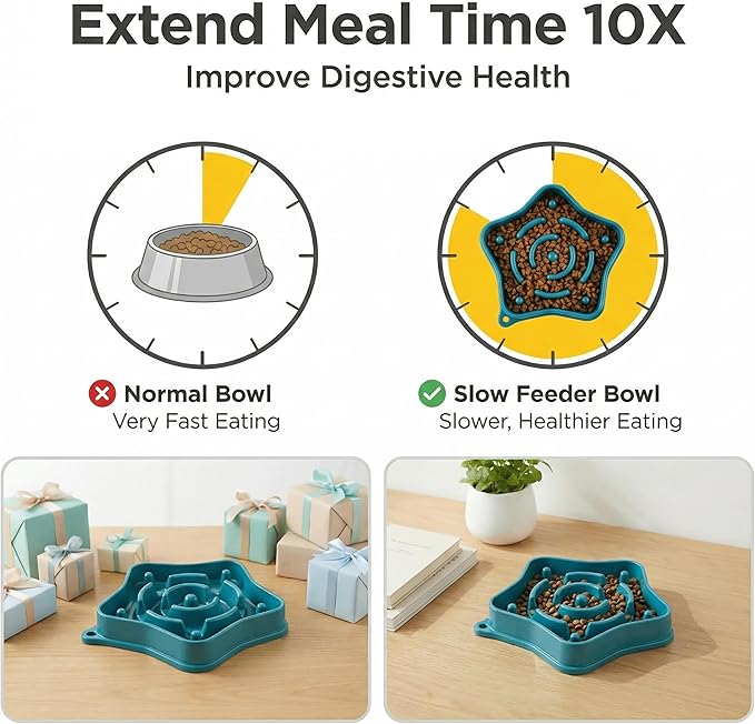 Pet Slow Feeder Bowl for Small Dogs, Puzzle Feeder for Petite Dogs, Anti-Choking, Slow Eating, 350ML Capacity, BPA-Free, Small Size