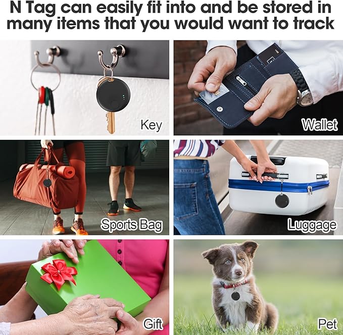 Tracker Tag for Android or iOS, Tracker Tags-4 Pack Smart Tag, Dual System Both iOS and Android Tracker Tags, Apple Find My or Google Find Hub App, Keys Finder Item Locator for Wallets (Black)