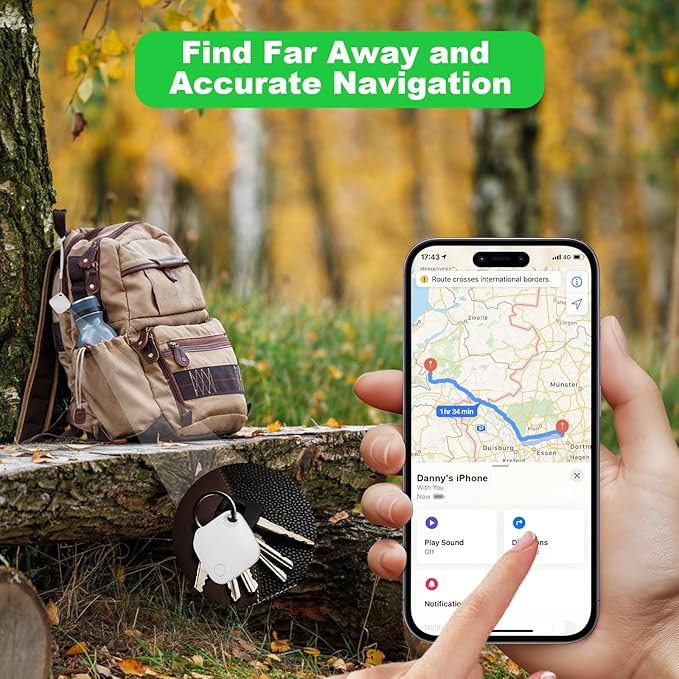 AURTEC Smart Air Tracker for Pets, Vehicles, Keys & Luggage - Compatible with Apple Find My App (iOS Only), Real-Time Global Location Tracking, Long Battery Life, Geo-Fencing, White 1 Pack