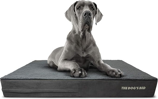 The Dog’s Bed Orthopedic Memory Foam Dog Bed, XXL Grey Plush, Pain Relief for Arthritis, Hip & Elbow Dysplasia, Post Surgery, Lameness, Supportive Calming Waterproof Washable Cover Veterinary Approved