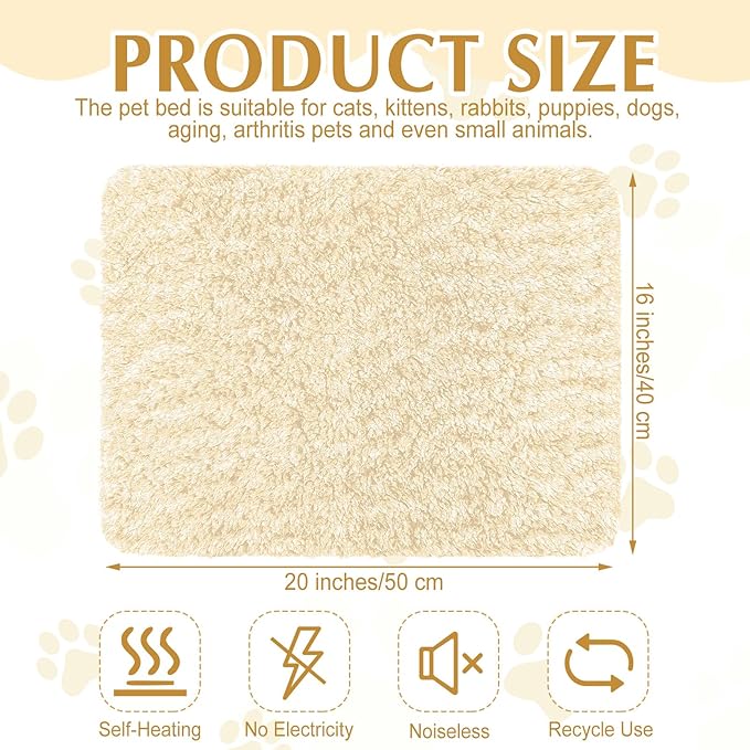 4 Pack Self Warming Cat Pads Self Heating Cat Mat Washable Homeless Dogs Thermal Pads Kennel Pad Reflects Body Heat Warm Crate Bed Mat for Indoor Outdoor Pet(Camel,16 x 20 Inch)