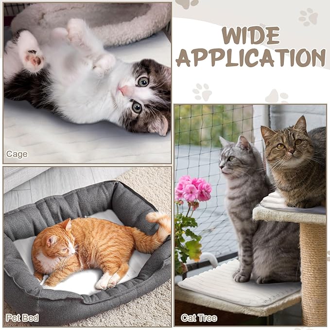 Nuanchu 4 Pack Self Warming Cat Bed 24"x18" Self Heating Dog Cat Pad Bulk Crate Mat Extra Warm Thermal Big Pet Pad for Indoor Outdoor Pets Houses with Removable Washable Cover Non Slip(White)