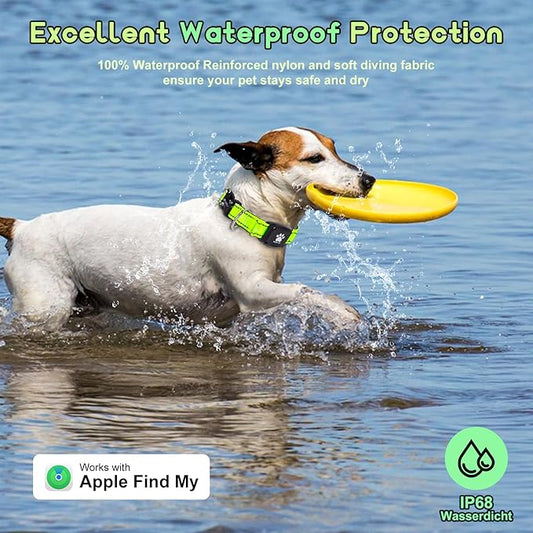 GPS Dog Collar Tracker 2-in-1,Reflective Waterproof Pet Collar,iOS-Only,No Monthly Fees,Unlimited Range,Ideal for Dog Tracking pet Tracker,for Small Medium Large Dogs(L (16.6"-24"), Green)