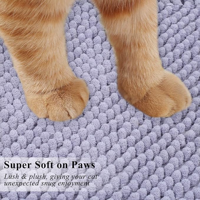 VIVAGLORY Cat Litter Mat Softgrip Litter Trapping Mat, Muddy Litterbox Rug for Indoor & Floor, Machine Washable Easy Clean Soft Microfiber for Cat, 31"× 20", Grey