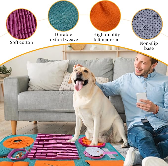 Snuffle mat for Dogs, Interactive Feeding Game, stimulates Natural Foraging Instincts in Cats and Dogs, Travel-Friendly, Dog Treat Dispenser, Suitable for Indoor and Outdoor use.