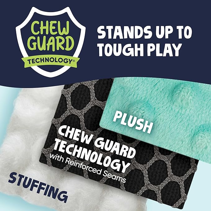 goDog Crazy Tugs Octopus Squeaky Plush Tug Dog Toy with Chew Guard Technology, Durable Fabric & Squeaker for Active Play, Multi Color, Large