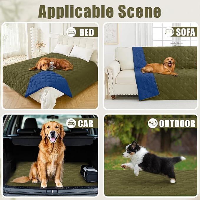 Smiry Waterproof Dog Bed Cover Blanket 30x70, Soft Reversible Pet Blanket, Washable Leakproof Cats Dogs Couch Cover for Sofa, Couch, Furniture, Lattice, Green/Navy