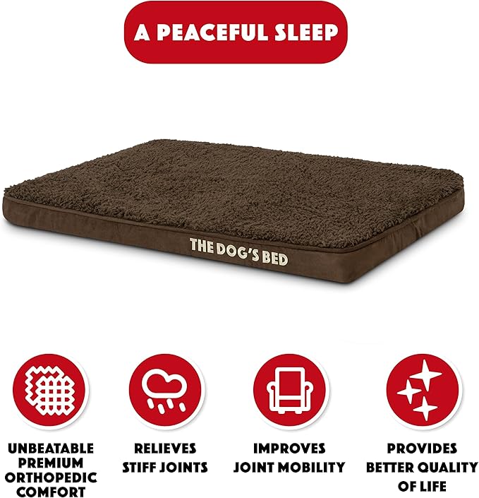The Dog’s Bed Orthopedic Memory Foam Dog Bed, Small Brown Plush, Pain Relief for Arthritis, Hip & Elbow Dysplasia, Post Surgery, Lameness, Supportive, Waterproof Washable Cover, Veterinary Approved