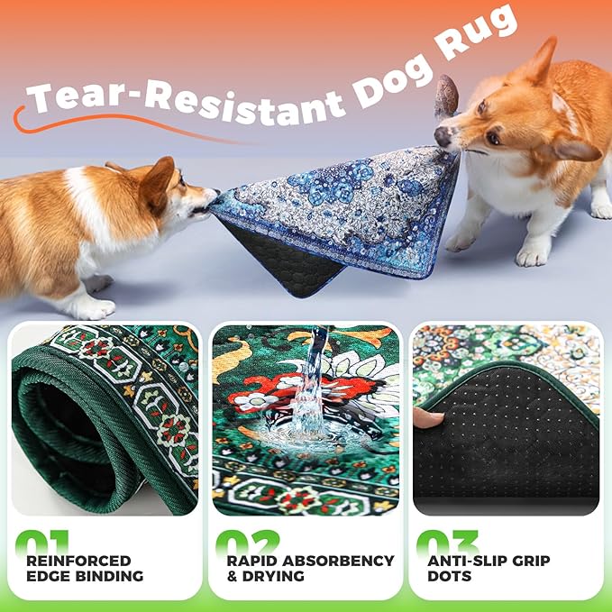 Hompet 2 Pack Super Absorbent Dog Door Mat for Muddy Paws, Washable Pee Pads for Dogs, Reusable Puppy Training Pads, Quick Dry Non-Slip Pet Entryway Rug, Leak-Proof Potty Pad for Indoor Floors 19x30