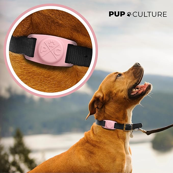 Pup Culture AirTag Collar (2 Pack) | Durable Dog AirTag Holder - Track Your Pet Using Apple AirTag Technology