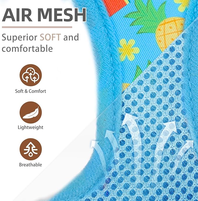 PUPTECK Adjustable Dog Harness Collar and Leash Set Step in No Pull Pet Harness for Small Medium Dogs Puppy and Cats Outdoor Walking Running, Soft Mesh Padded Reflective Vest Harnesses, Sky Blue M