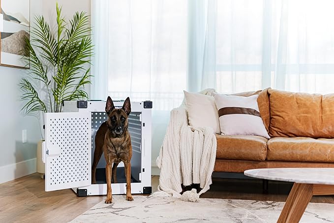 Impact Indestructible High Anxiety Dog Crate for Large Dogs - Heavy Duty Escape Proof Indoor Dog Kennel with Powder-Coated Aluminum - Ideal for Escape Artists (Black, 40" (40.5" L x 23" W x 29" H)