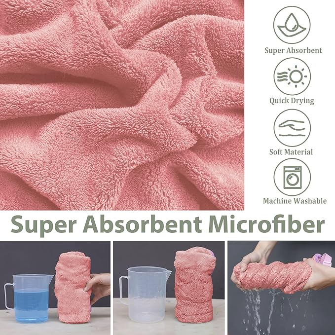 Dog Bathrobe Super Absorbent Towel Robe - Microfiber Bath Towels Fast Drying Coat for Dogs, Cute Dogs Clothes Adjustable Collar & Belly Strap Warm Keeping Hooded Dog Towel (Pink, X-Large)