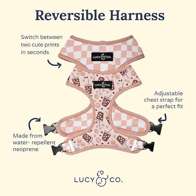 Cute Reversible Dog Harness - Best Designer Pet Harnesses for Medium Dogs - Padded Adjustable Vest for Easy Walking. (Little Lamb, L)