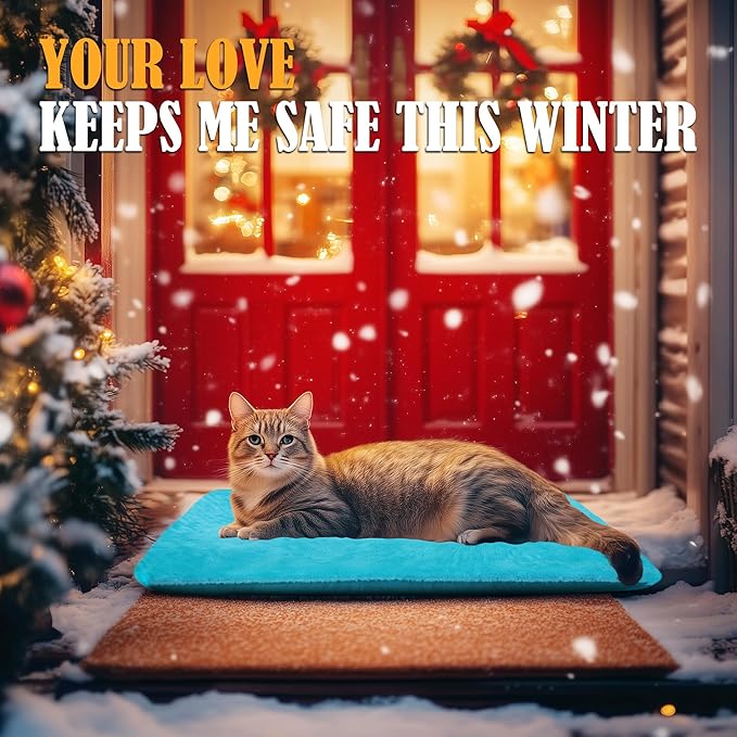 PETNF Outdoor Pet Heating Pad for Cats Dogs Waterproof Cat Warming Pad Outdoor Outside Safe Electric Heating Pad for Feral Cat House Heated Dog Bed Mat 20"X16"