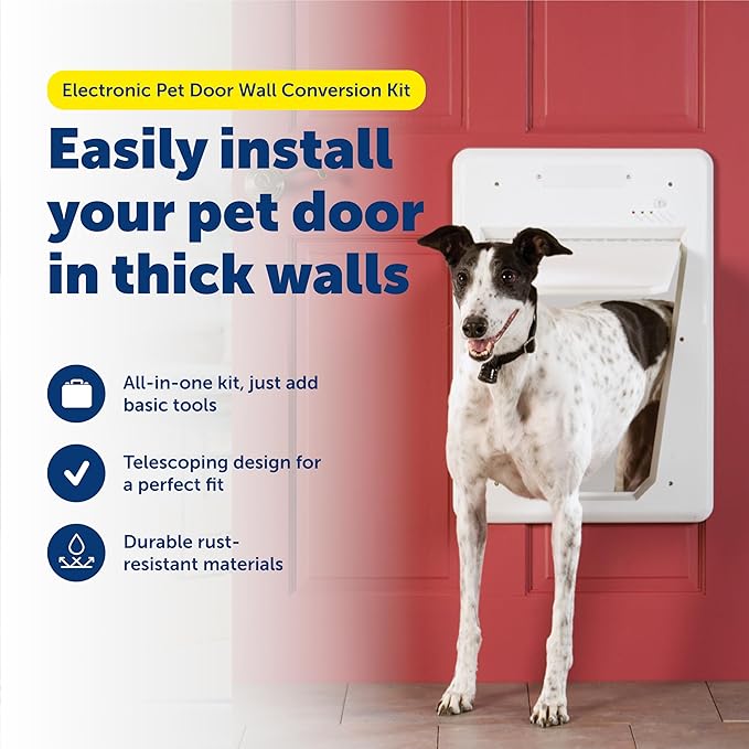 PetSafe Electronic Pet Door Wall Conversion Kit - for Electronic Doggie Door Installation in Thick Walls & Doors - Durable Plastic Frame with Telescoping Design - Large