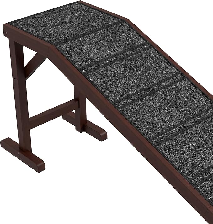 PawHut Dog Ramp for Bed, Pet Ramp for Dogs with Non-Slip Carpet and Top Platform, 74" x 16" x 25", Brown