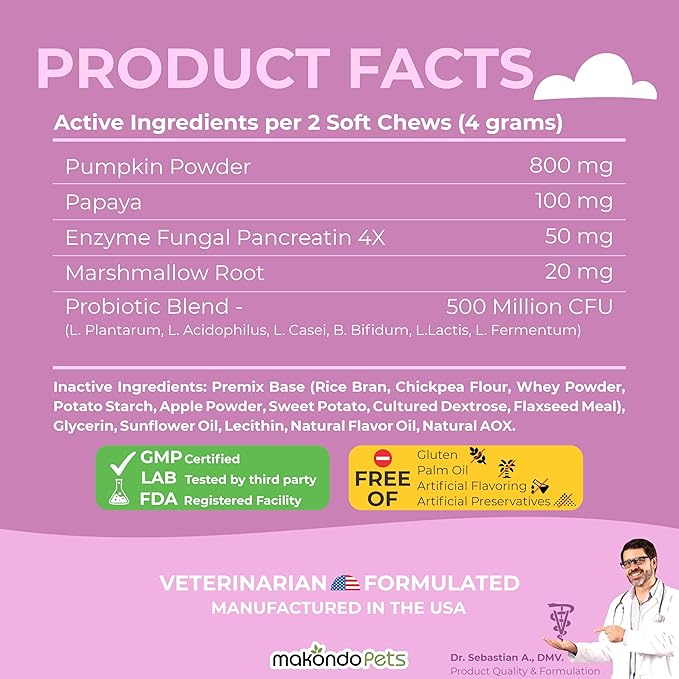 Probiotics for Dogs - 120 Dog Probiotics Chews - Digestive Enzymes & Pumpkin - Support Gut Health, Gas, Diarrhea & Constipation Relief - Itchy Skin, Yeast Balance, Allergies - Pet Advanced Supplements