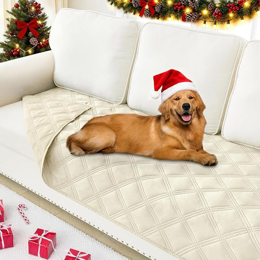 Smiry Waterproof Dog Bed Cover Blanket 30x70, Soft Reversible Pet Blanket, Washable Leakproof Cats Dogs Couch Cover for Sofa, Couch, Furniture, Lattice, Beige/Beige