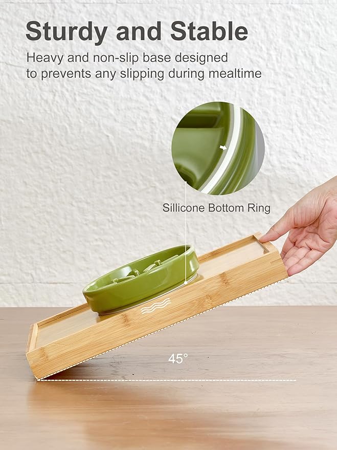 Ceramic Maze Dog Slow Feeder with Non-Slip Silicone Rim – Heavy-Duty Stoneware Bowl with Puzzle Pattern for Bloating & Obesity Prevention (Orange-S)