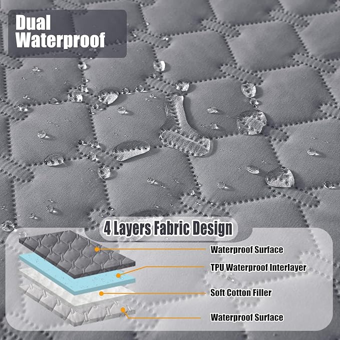 Smiry Waterproof Dog Bed Cover Blanket, Soft Reversible Pet Blanket, Washable Leakproof Cats Dogs Couch Cover for Sofa, Couch, Furniture, Plaid (52x82 Inch, Grey/Light Grey)