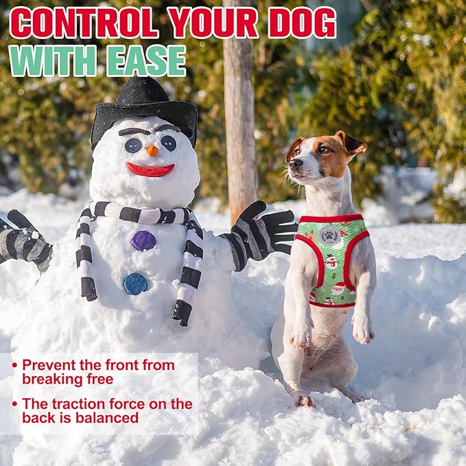 BEAUTYZOO Step in Dog Harness and Leash Set,Reflective Dog Harness No Pull No Choke Puppy Harness for Small Medium Large Dogs Cats,Soft Padded Mesh Vest Harnesses for Girl and Boy Pets,Christmas M