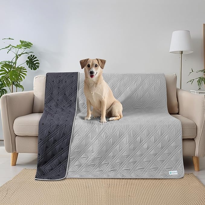 PetAmi Waterproof Bed Cover for Dogs, Pet Blanket Couch Cover, Reversible Furniture Cover Sofa Protector for Pet Cat Bed, Washable Dog Blanket for Seat, 102x82 Light Gray
