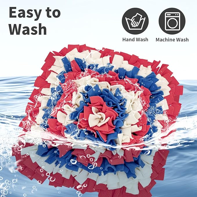 Pet Snuffle Mat for Dogs, Dog Feeding Mat, Nosework Training Mats for Foraging Instinct Interactive Puzzle Toys (Red&Blue&White)