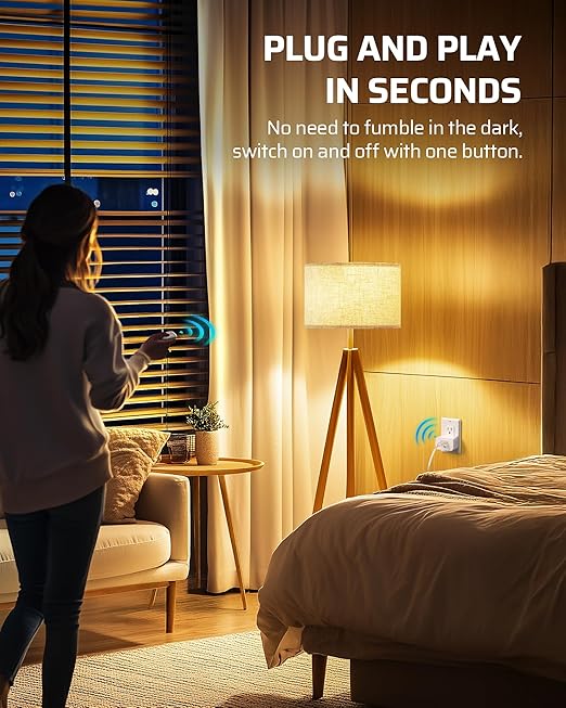 DEWENWILS Remote Control Outlet, Indoor Remote Outlet with 2 Remotes, 100FT Range, 15A/1875W, Remote Outlet Switch for Christmas Lights/Trees, Floor Lamp, Bedside Lamp,Christmas Decor