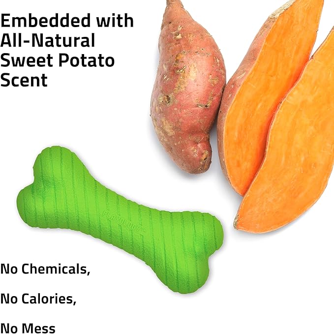 Playology Dog Toys | Dual Layer Bone Durable Chew Toy Bone for Dogs | Jumbo Sweet Potato Scented Toy - Easy to Clean and Made from Non Toxic Materials
