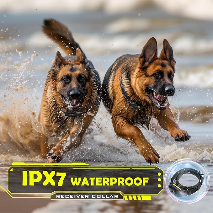 PATPET Dog Training Collar, 1.2 Mile Range 101 Training Levels Dog Shock Collar with Remote Control (15-150 lbs), Waterproof 100% Safe E Collar for Large Dogs (Black with Bright Green`, 2 receivers)